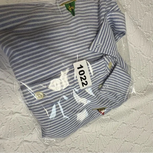 Ralph Lauren Blue Striped Polo with Embroidered Flags - Picture 9 of 9
